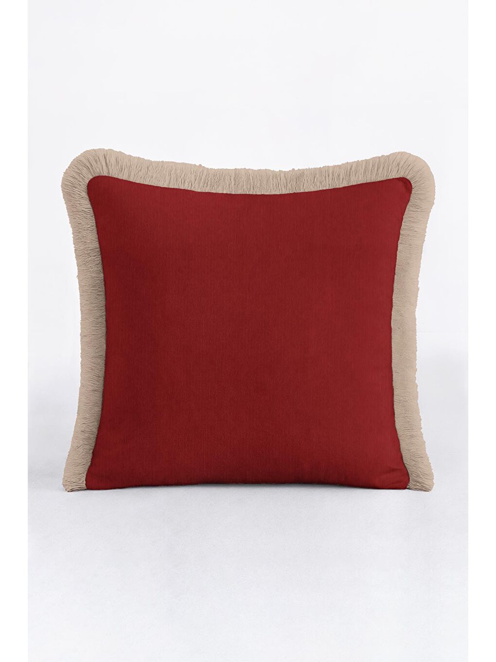 Karışık Zarif Lüks Bordo Saçaklı Yastık Kılıfı - Asil Modern Krem Altın Renkli Püsküllü Kırlent Kılıfı-2