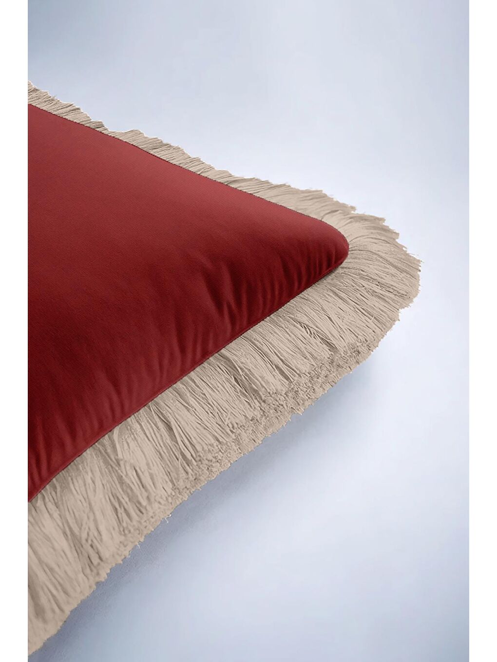 Karışık Zarif Lüks Bordo Saçaklı Yastık Kılıfı - Asil Modern Krem Altın Renkli Püsküllü Kırlent Kılıfı-6