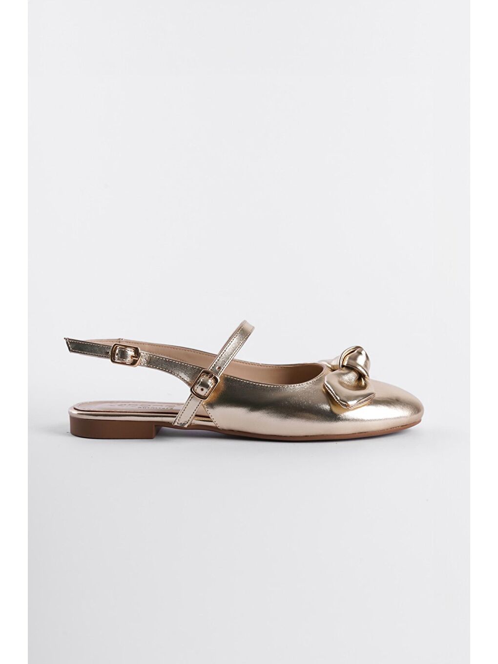 Sarı Arkası Açık Bantlı Oval Burunlu Fiyonk Detaylı Kadın Babet-5