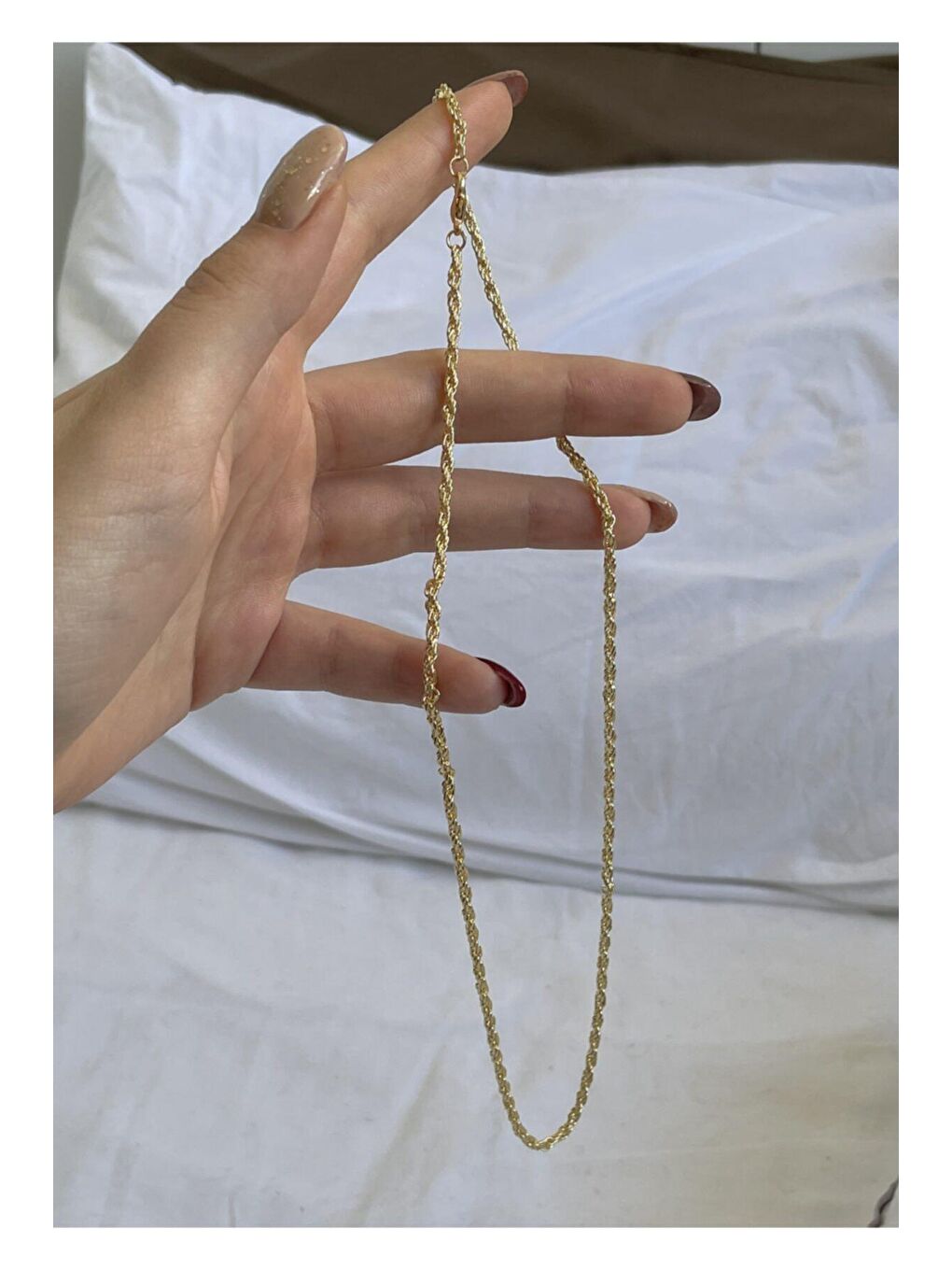 Sarı Gold Ince Burgu Kolye