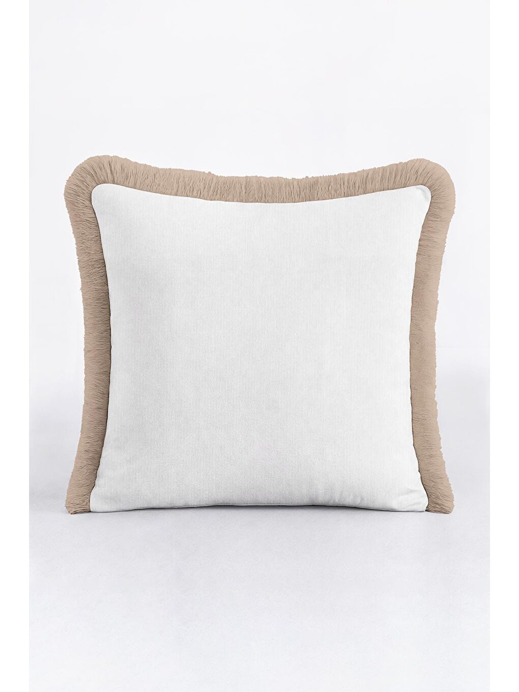 Karışık Zamansız Şıklık Saçaklı Yastık Kılıfı - Sade Country Bej Püsküllü Kırlent Kılıfı-1