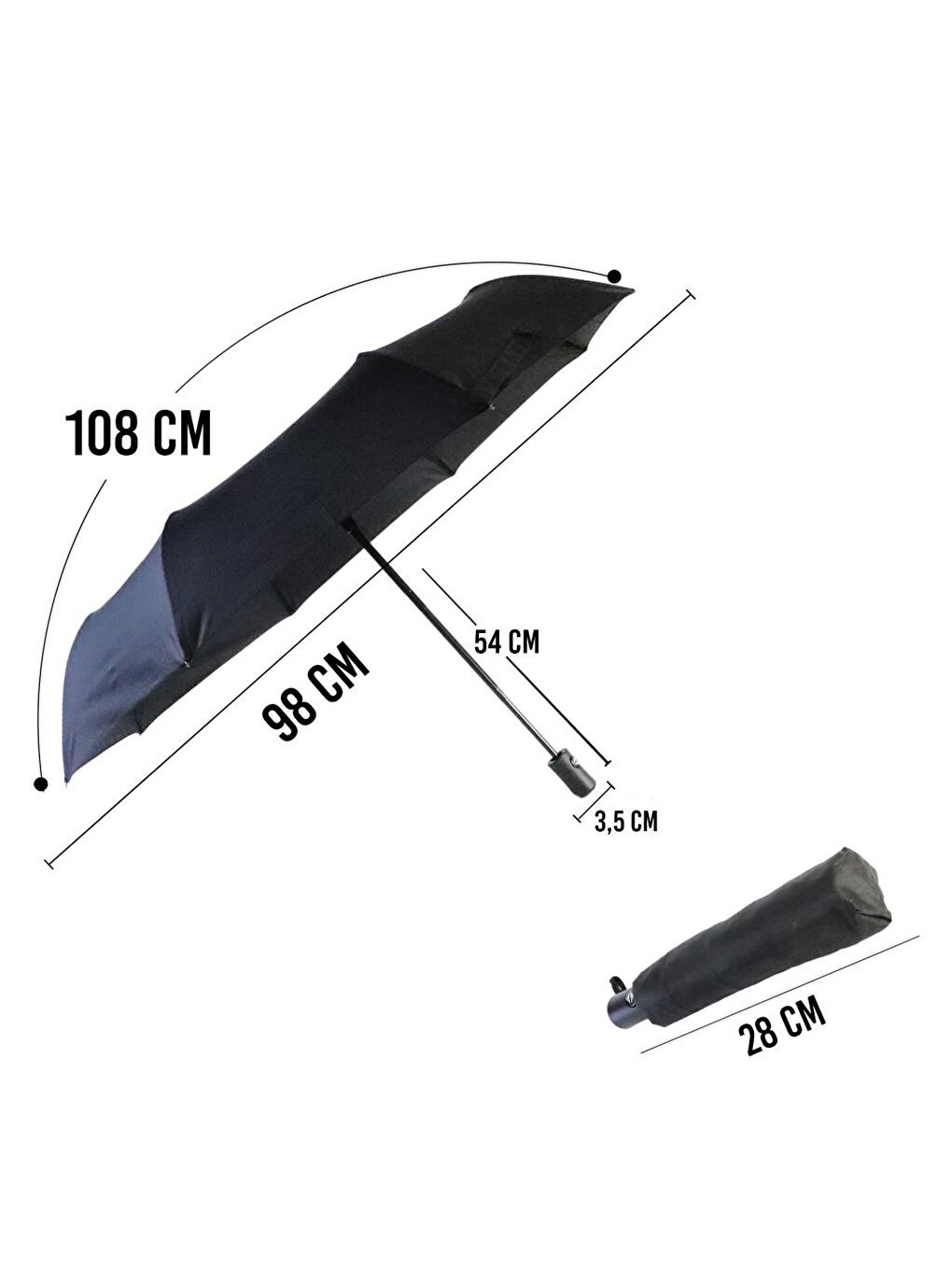 Moods Up Siyah Tam Otomatik Şemsiye-6