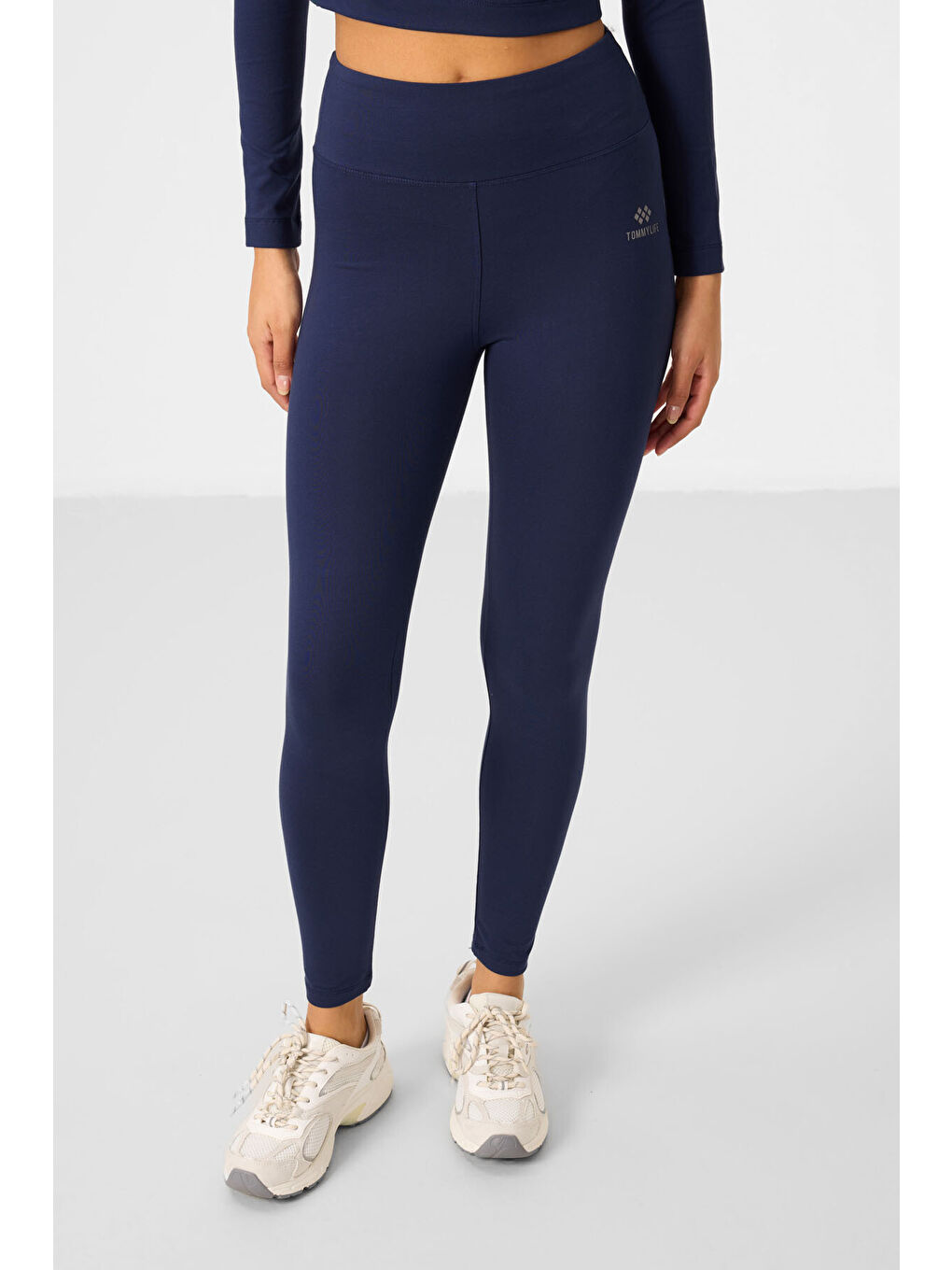 İndigo Yüksek Bel Uzun Kollu Slim Fit Crop Top Kadın Tayt Takım - 95286-3