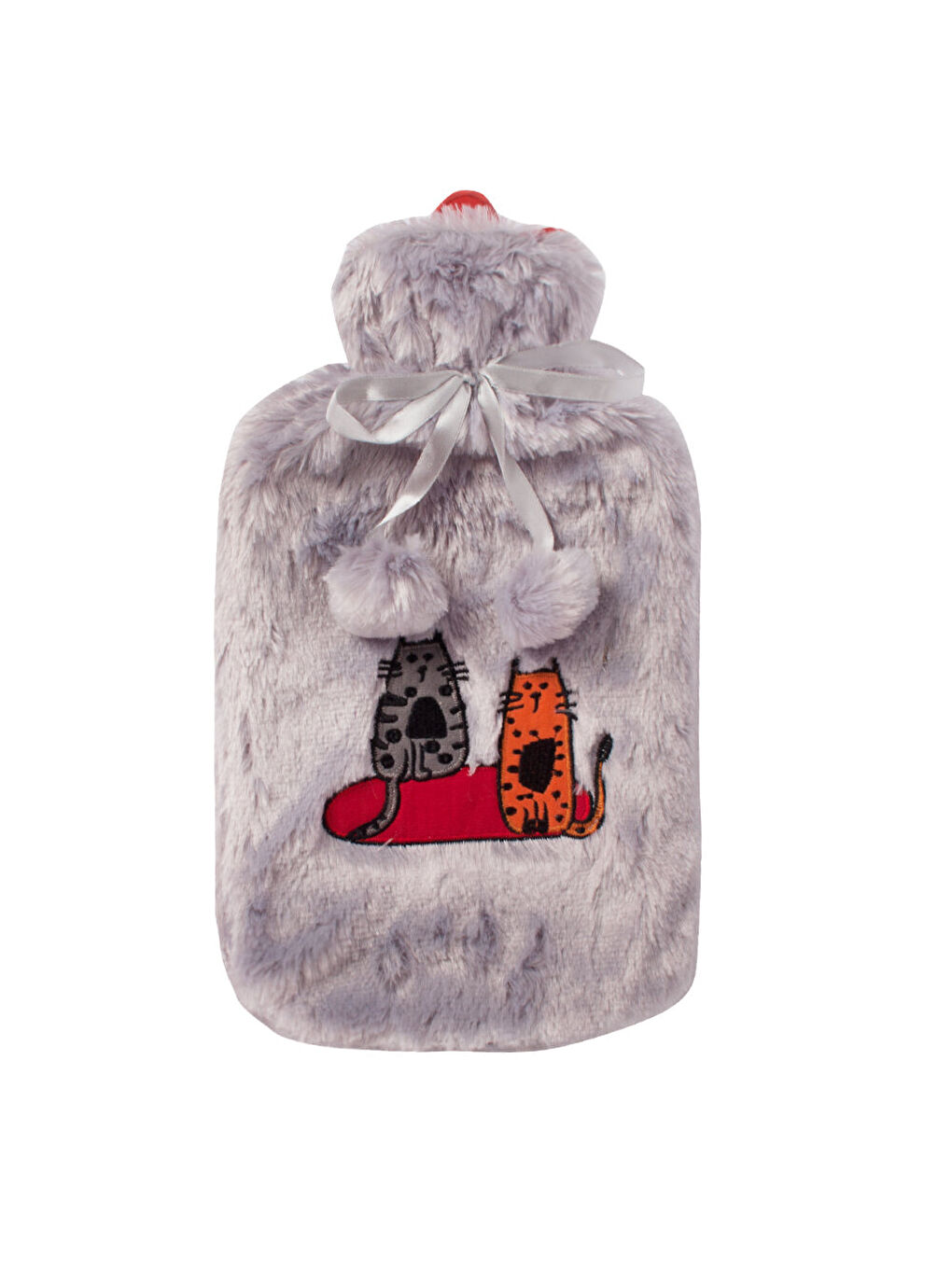 Cats Gri Pelüş Sıcak Su Torbası  Yumuşak Kılıf  2 L  Kedili Tasarım  20x35  Su Sızdırmaz-4