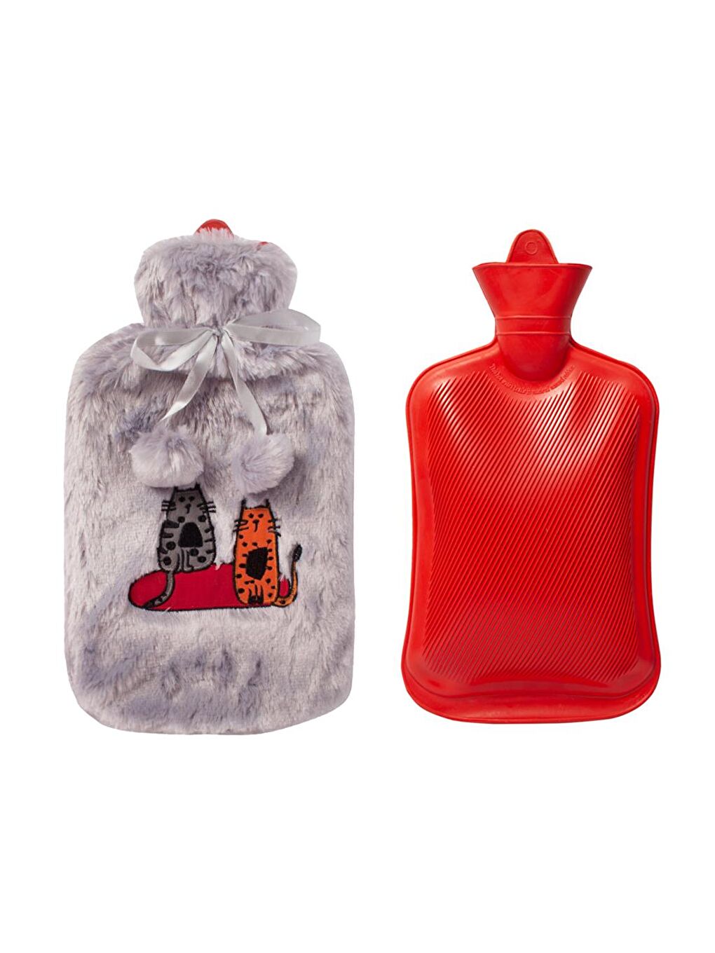 Cats Gri Pelüş Sıcak Su Torbası  Yumuşak Kılıf  2 L  Kedili Tasarım  20x35  Su Sızdırmaz-7