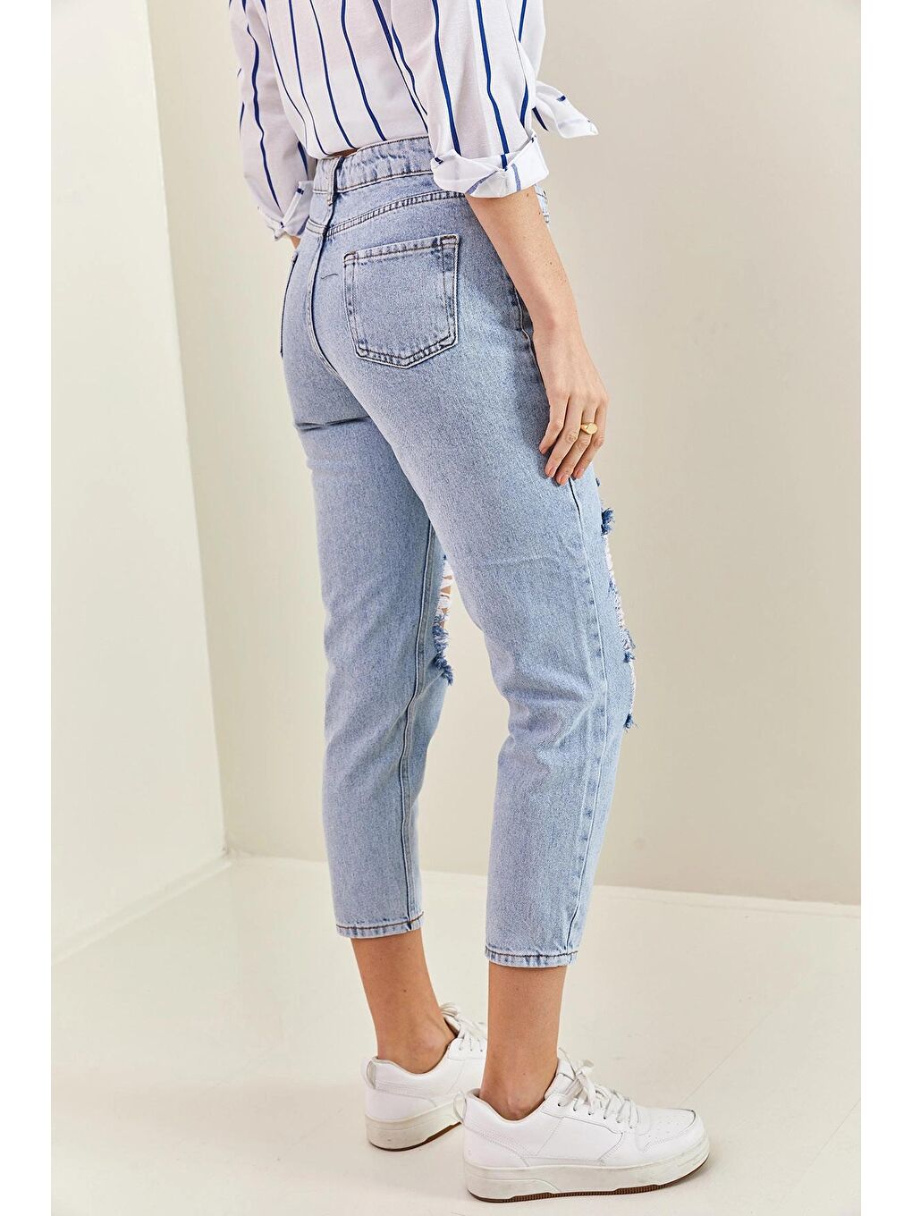 Mavi Kadın Diz Yırtık Jean Pantolon-3