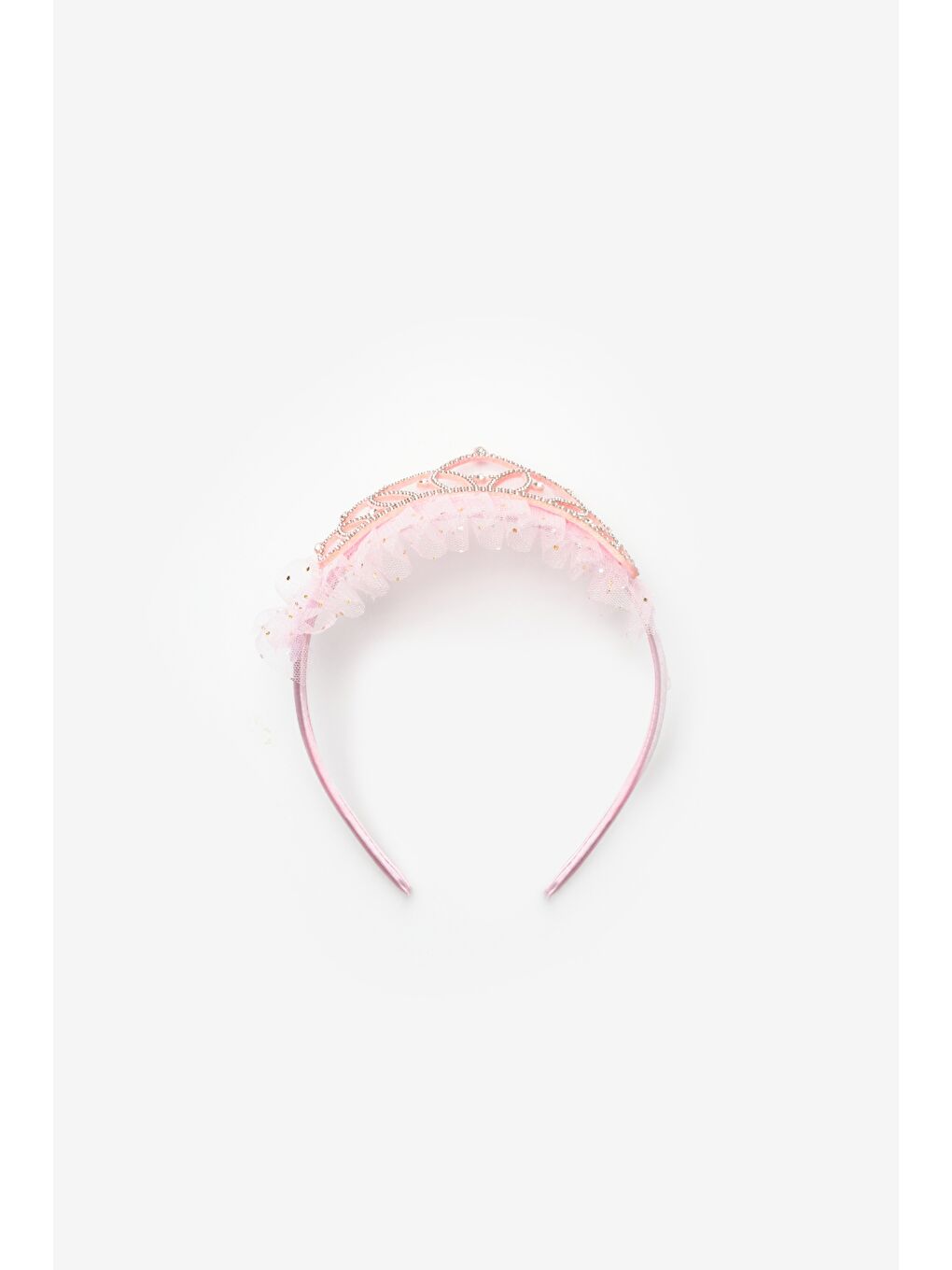 Pembe Prenses Tüllü Taş Detaylı Kız Çocuk Taç
