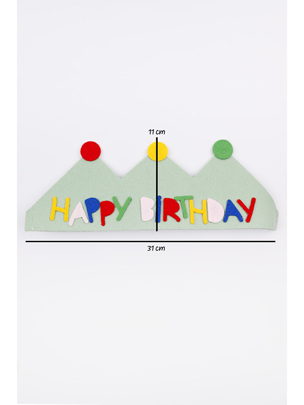 Yeşil Lastikli Keçe Happy Birthday Taç-4