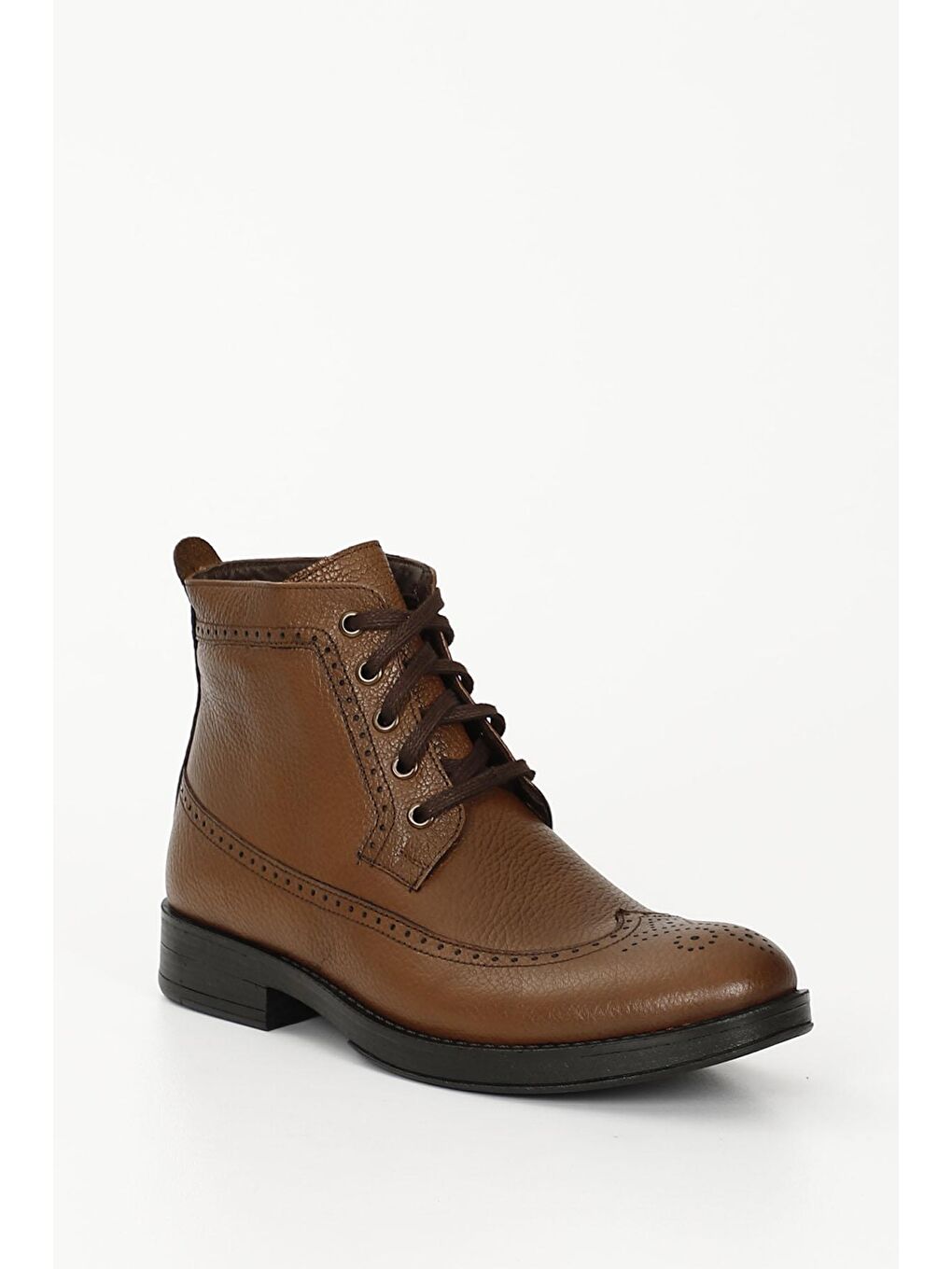 Kahverengi TABA-KAHVERENGİ  Hakiki Deri Fermuarlı Bağcıklı  Erkek Bot 01913-4