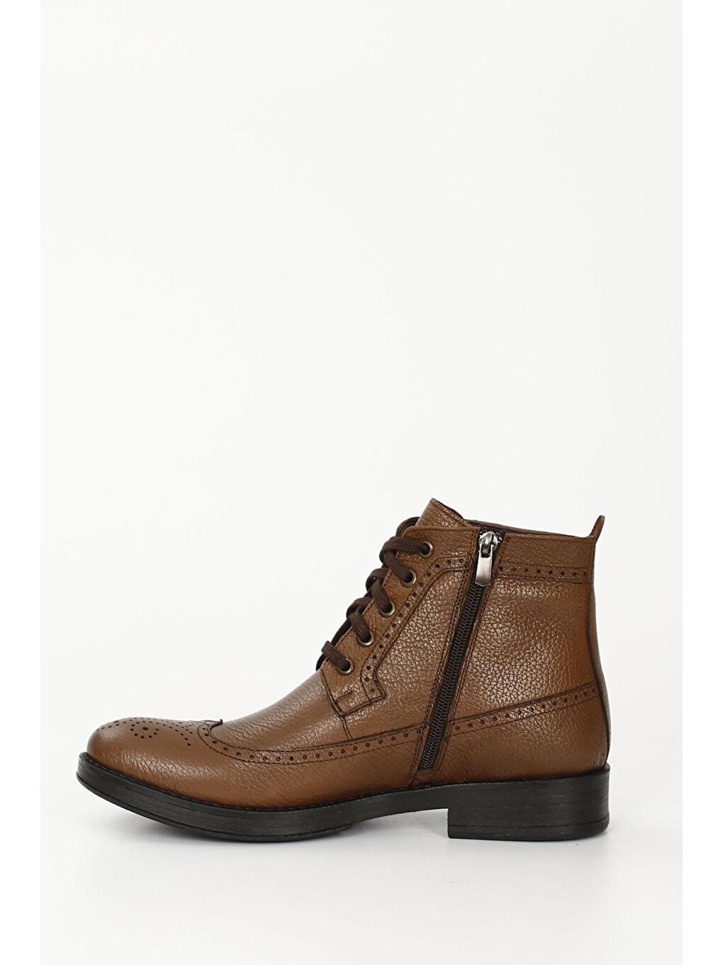 Kahverengi TABA-KAHVERENGİ  Hakiki Deri Fermuarlı Bağcıklı  Erkek Bot 01913-5