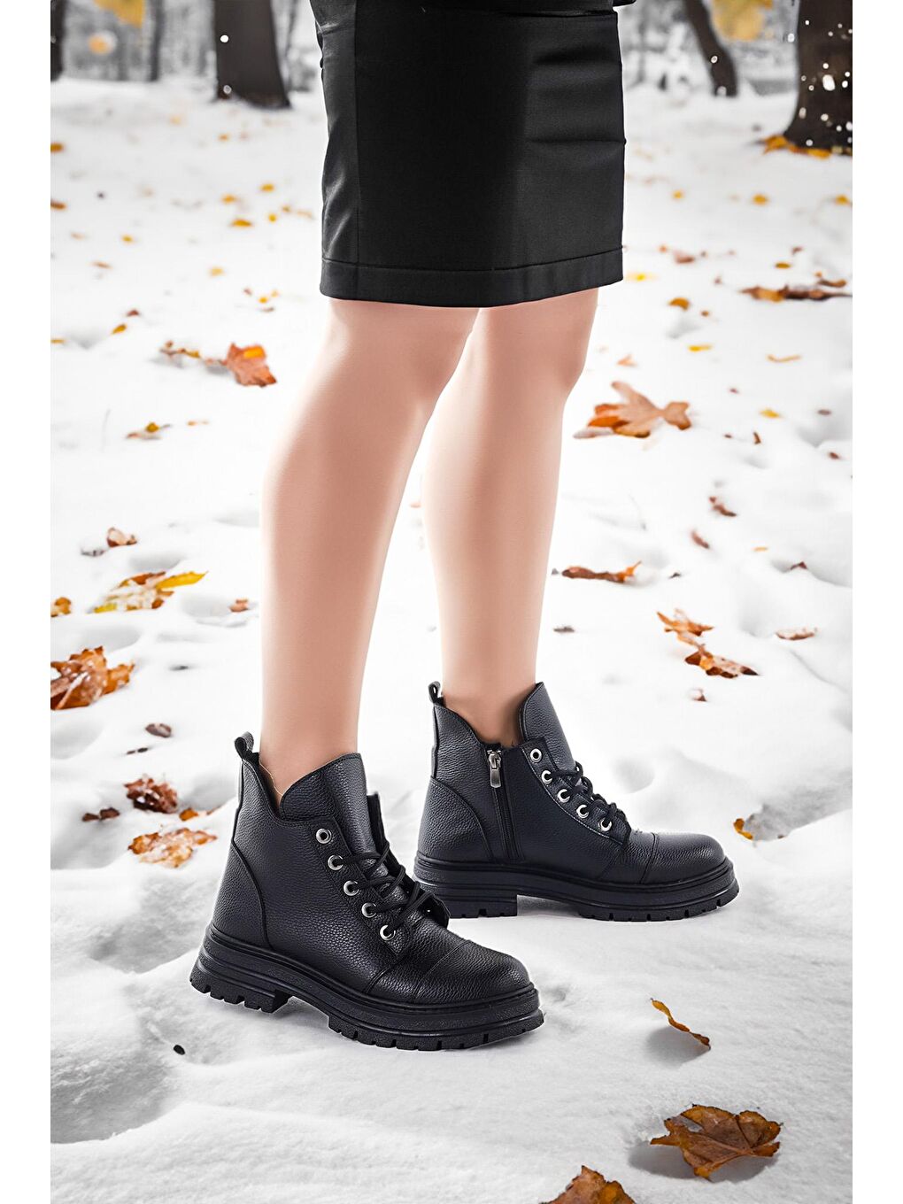 Siyah Termo Taban Kadın Günlük Bot Ayakkabı Floter Fls 03-1455