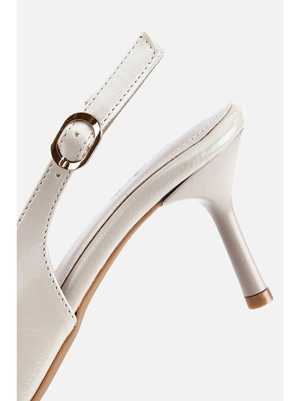 Kadın Bej Yılan Desenli Arkası Açık İnce Topuklu Stiletto-5
