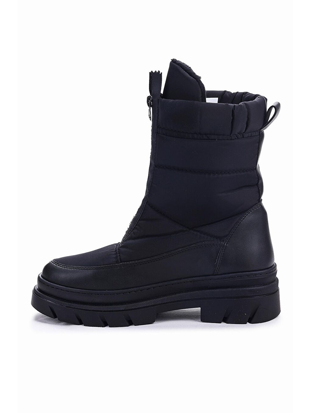Siyah Fermuarlı Termo Taban Kadın Kar Bot Ayakkabı Fls 09-07-4