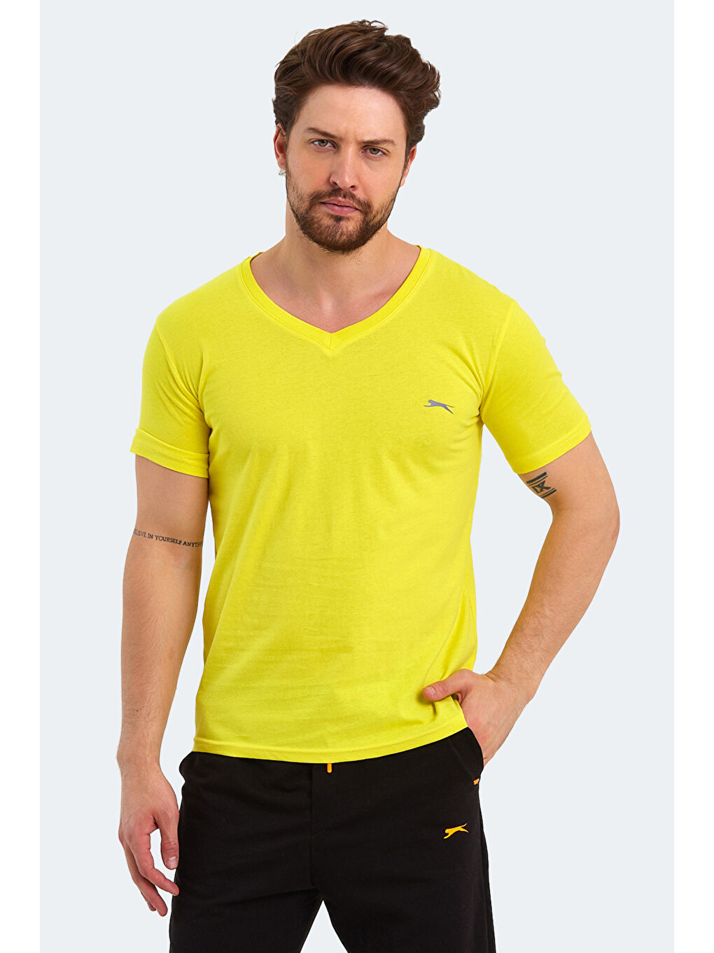 SLAZENGER Sari SARGON KTN Erkek Tişört Açık Sarı