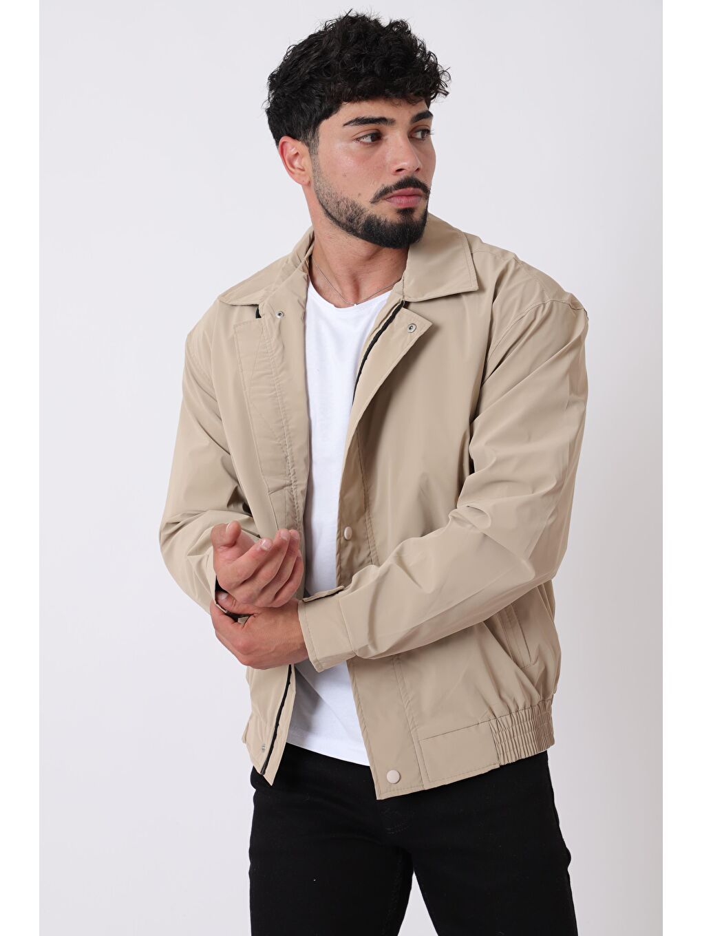 Bej Yakalı Bel Lastikli Nova Mevsimlik Mont BL 1811_60326