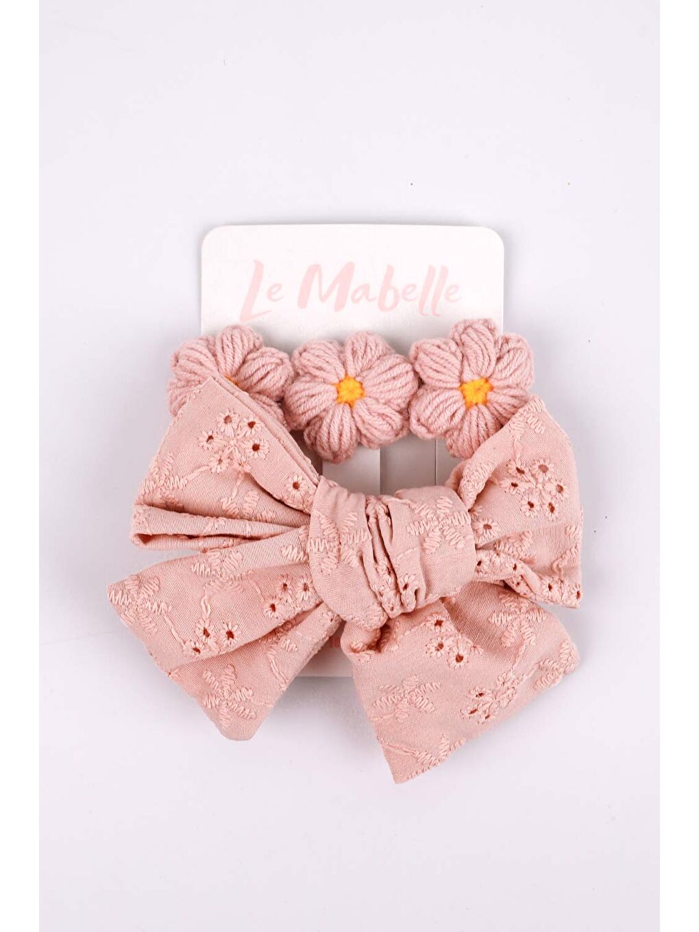 Pembe Gülkurusu Fisto Fiyonk Örgü Çiçek 2'li Klips Toka