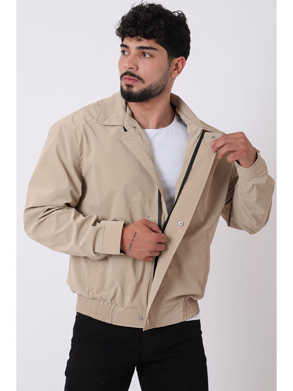 Bej Yakalı Bel Lastikli Nova Mevsimlik Mont BL 1811_60326-1