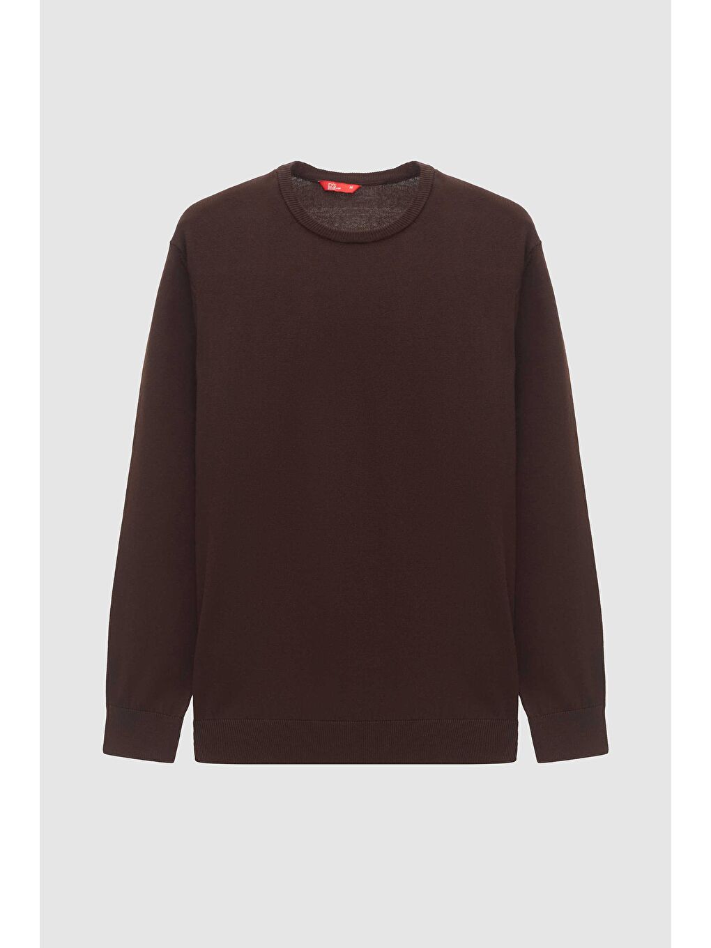 Regular Fit Kahverengi Tüylenme Yapmayan Bisiklet Yaka Pamuklu Triko Kazak-4