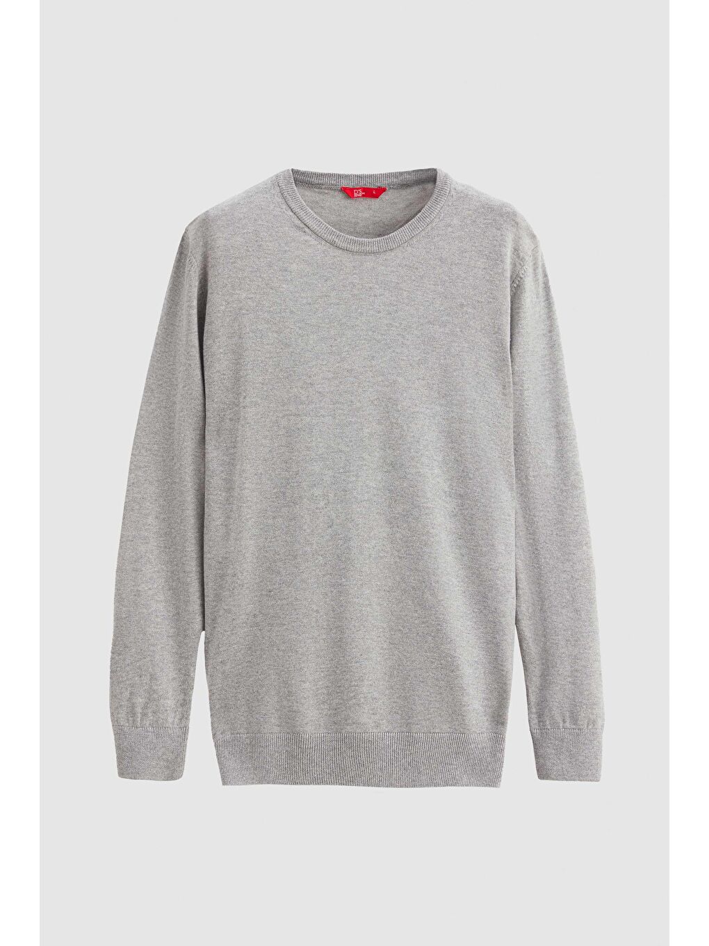 Regular Fit Gri Tüylenme Yapmayan Bisiklet Yaka Pamuklu Triko Kazak-4