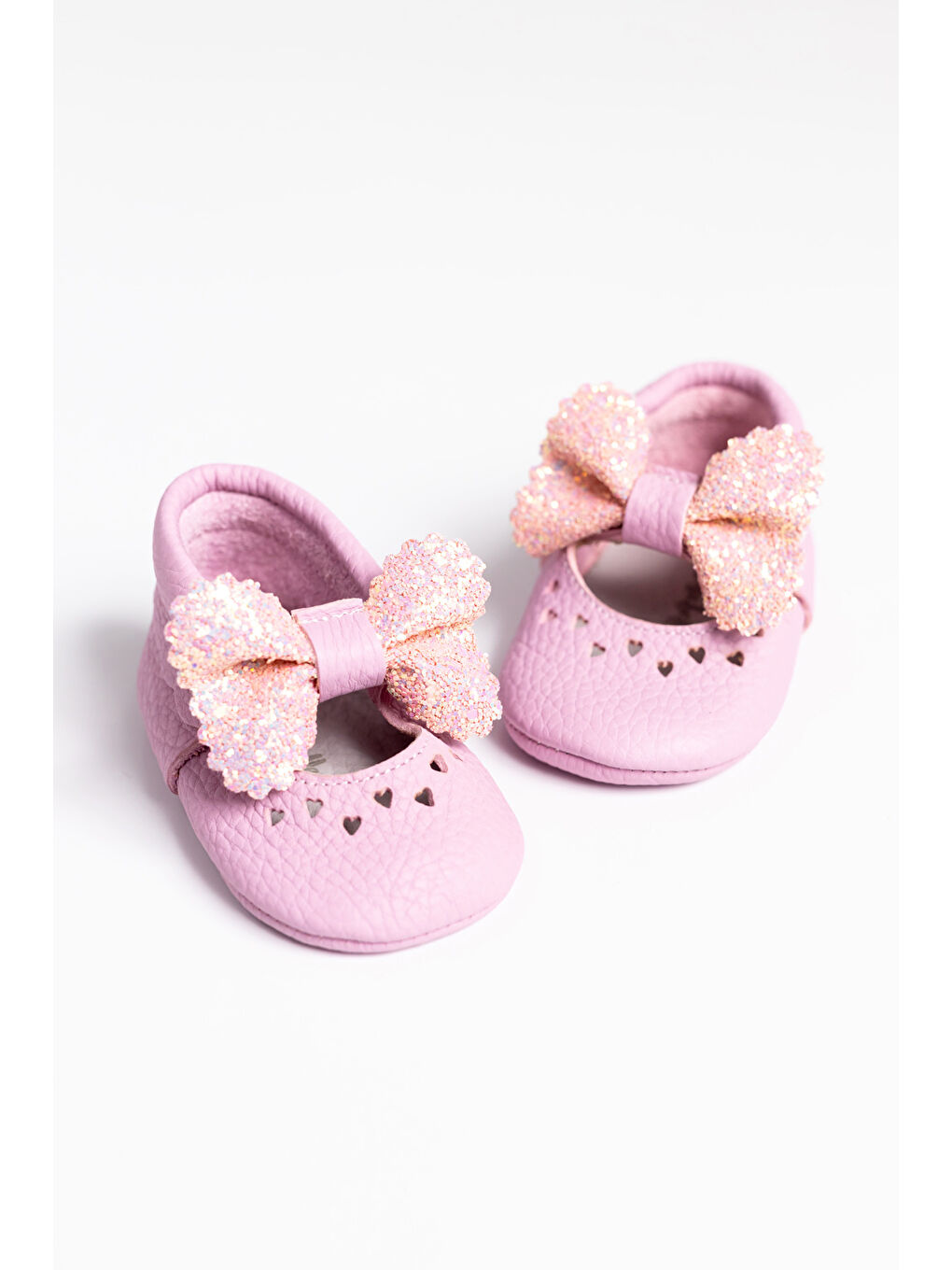 Pembe Pullu Fiyonklu Deri Kız Bebek Makosen