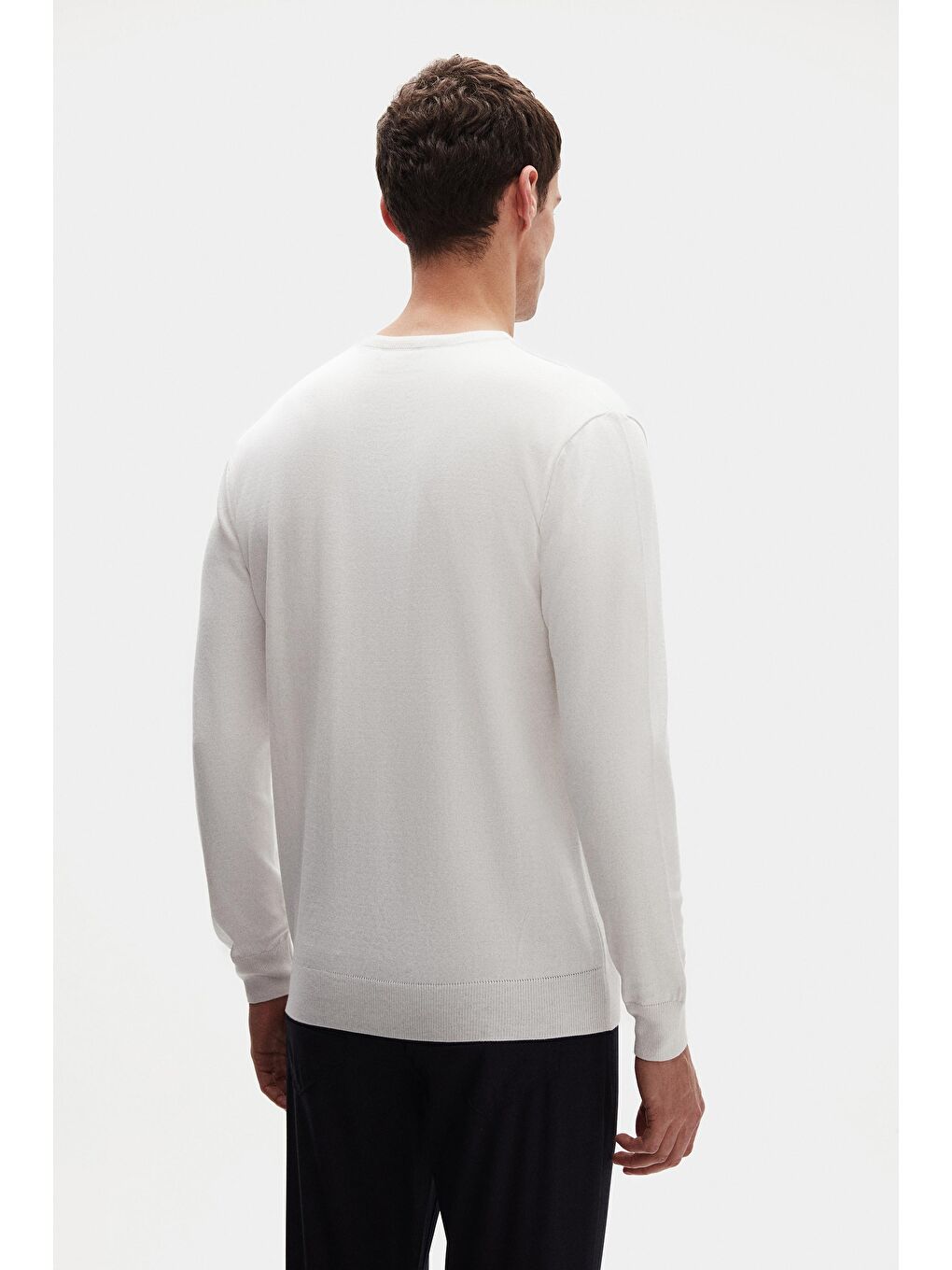 Regular Fit Ekru Tüylenme Yapmayan Bisiklet Yaka Triko Kazak-2