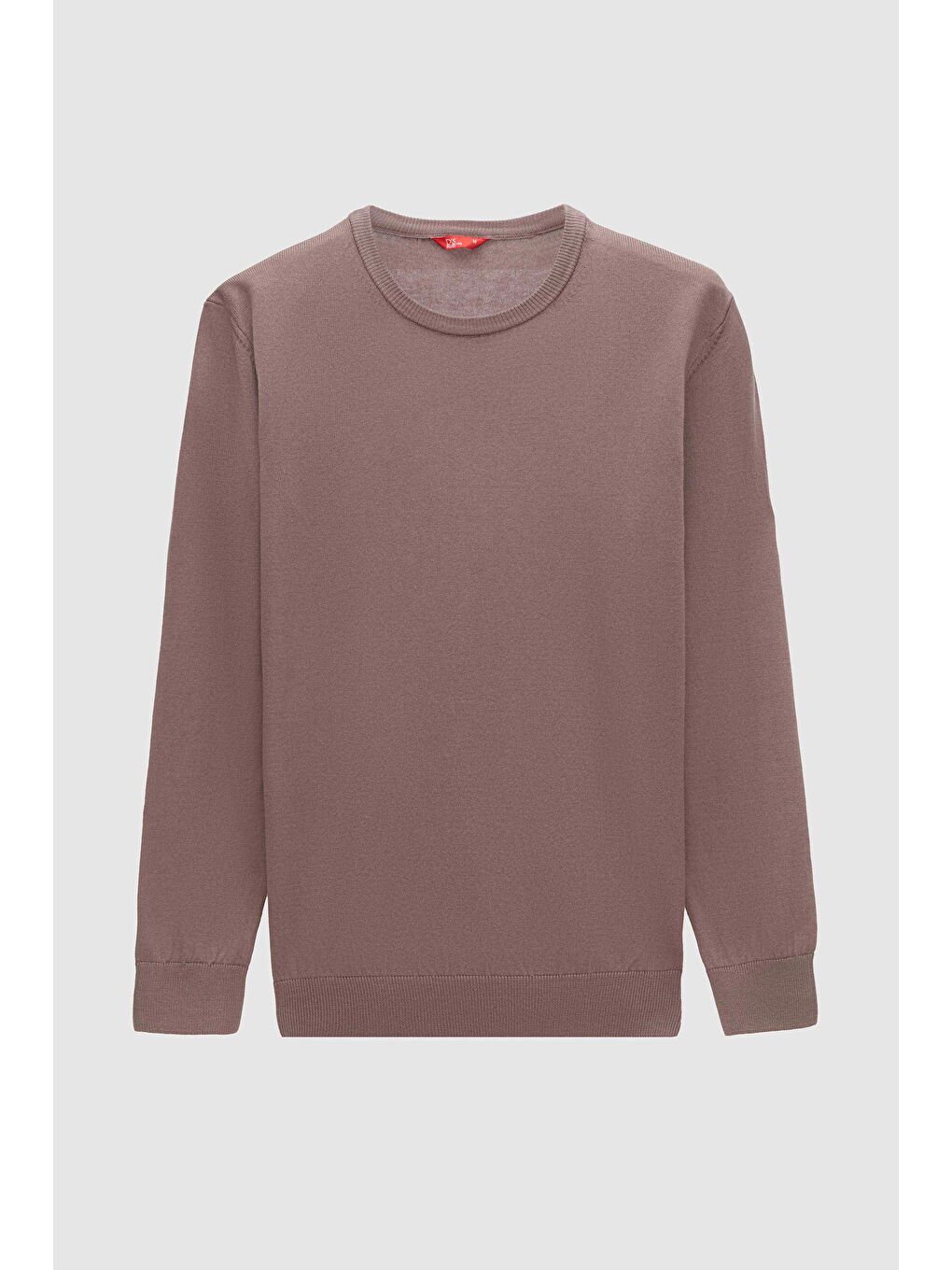 Bej Regular Fit Vizon Tüylenme Yapmayan Bisiklet Yaka Pamuklu Triko Kazak-4