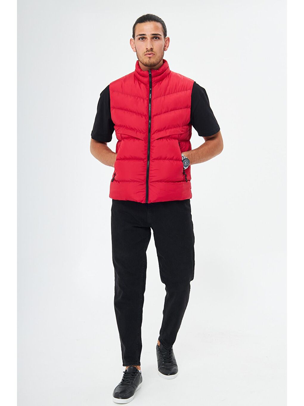 Kırmızı Erkek Astarlı Su ve Rüzgara Dayanıklı  Şişme Yelek DY-3000-1