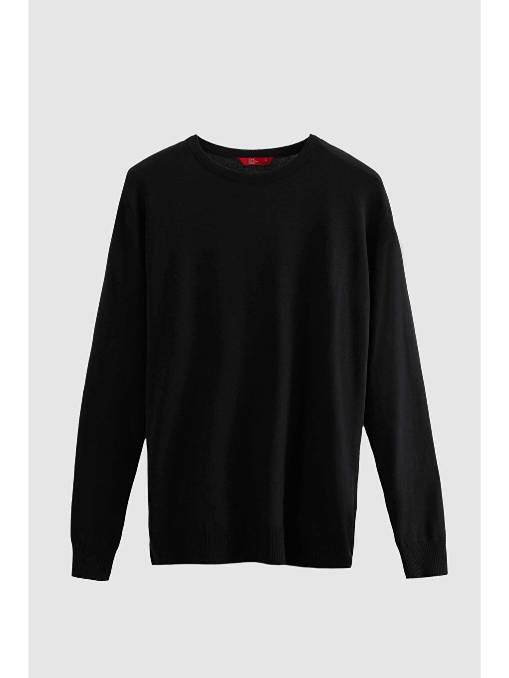 Regular Fit Siyah Tüylenme Yapmayan Bisiklet Yaka Pamuklu Triko Kazak-4