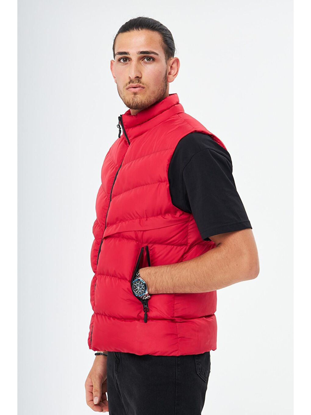 Kırmızı Erkek Astarlı Su ve Rüzgara Dayanıklı  Şişme Yelek DY-3000-2