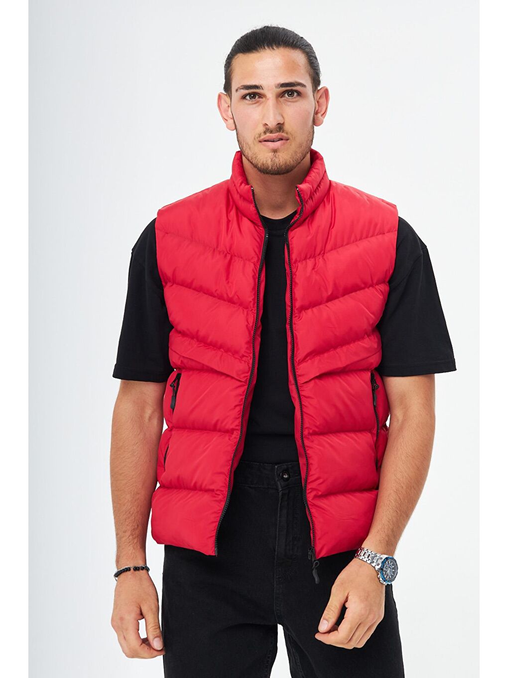 Kırmızı Erkek Astarlı Su ve Rüzgara Dayanıklı  Şişme Yelek DY-3000-3