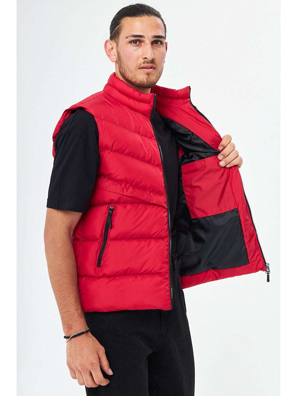 Kırmızı Erkek Astarlı Su ve Rüzgara Dayanıklı  Şişme Yelek DY-3000-4