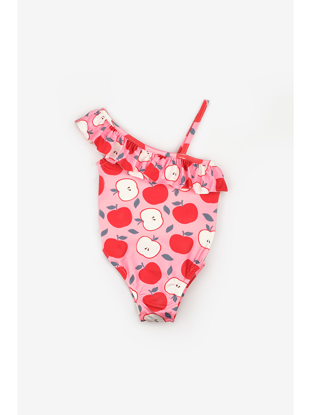 Pembe Elma Desenli Kız Çocuk Mayo