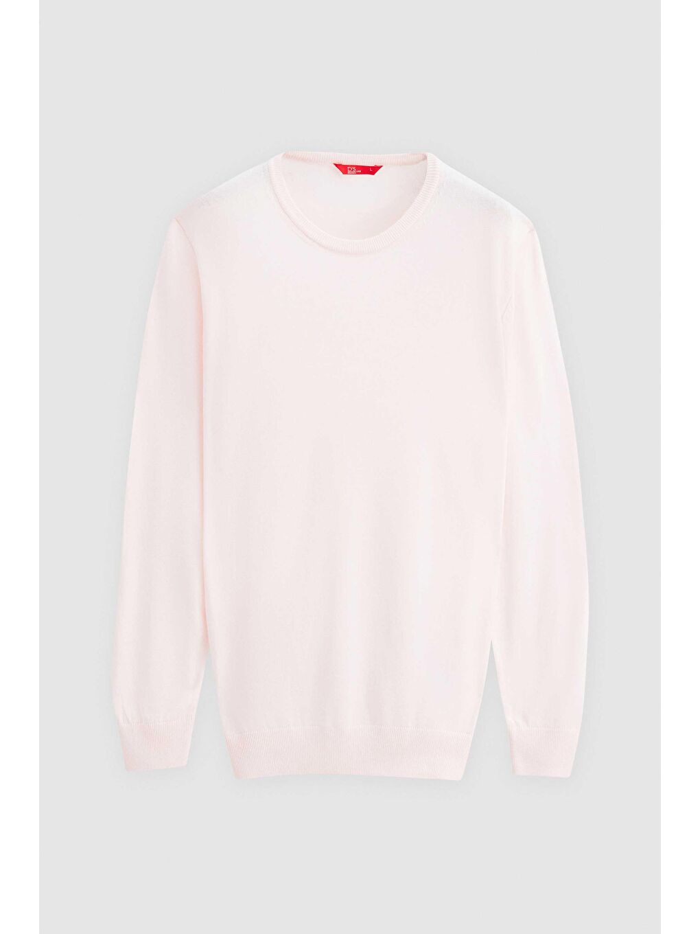 Pembe Regular Fit Pudra Tüylenme Yapmayan Bisiklet Yaka Pamuklu Triko Kazak-4