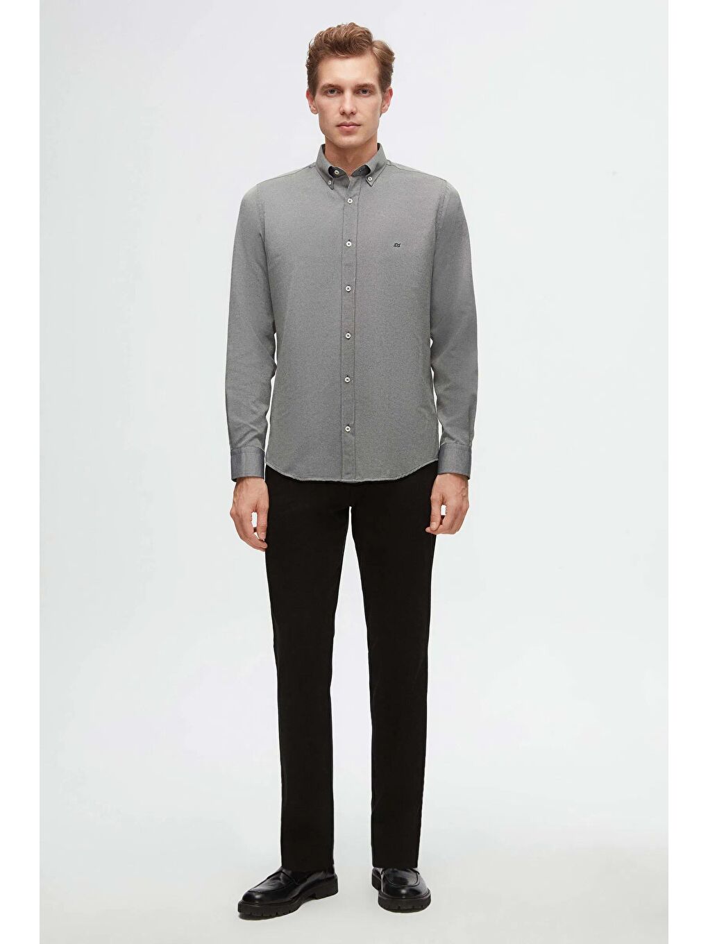 Slim Fit Siyah Armürlü Yan Beli Lastikli Esnek Elastanlı Yandan Cepli Chino Pantolon-2