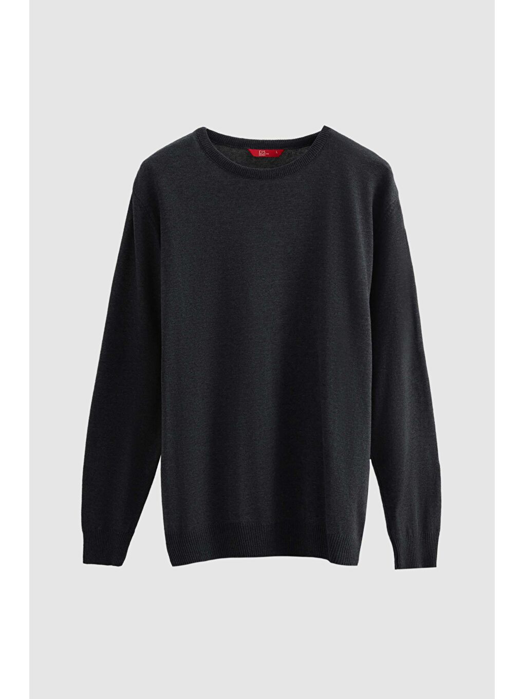 Regular Fit Antrasit Tüylenme Yapmayan Bisiklet Yaka Pamuklu Triko Kazak-4