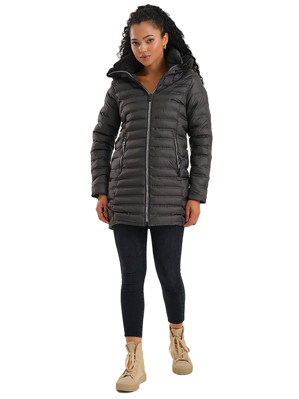 Antrasit Kadın Mont