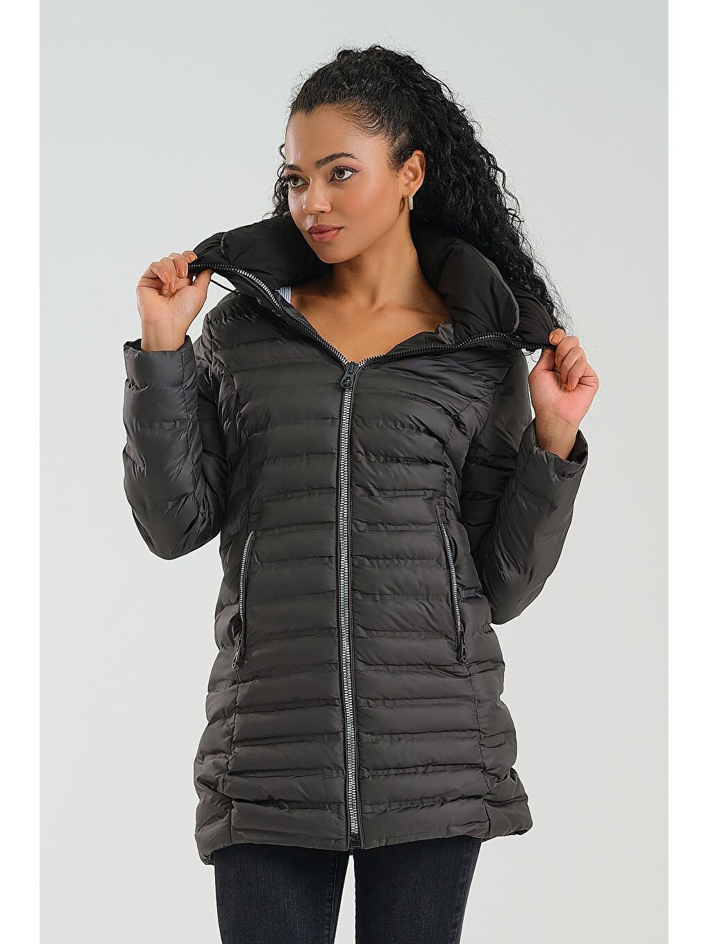 Antrasit Kadın Mont-1