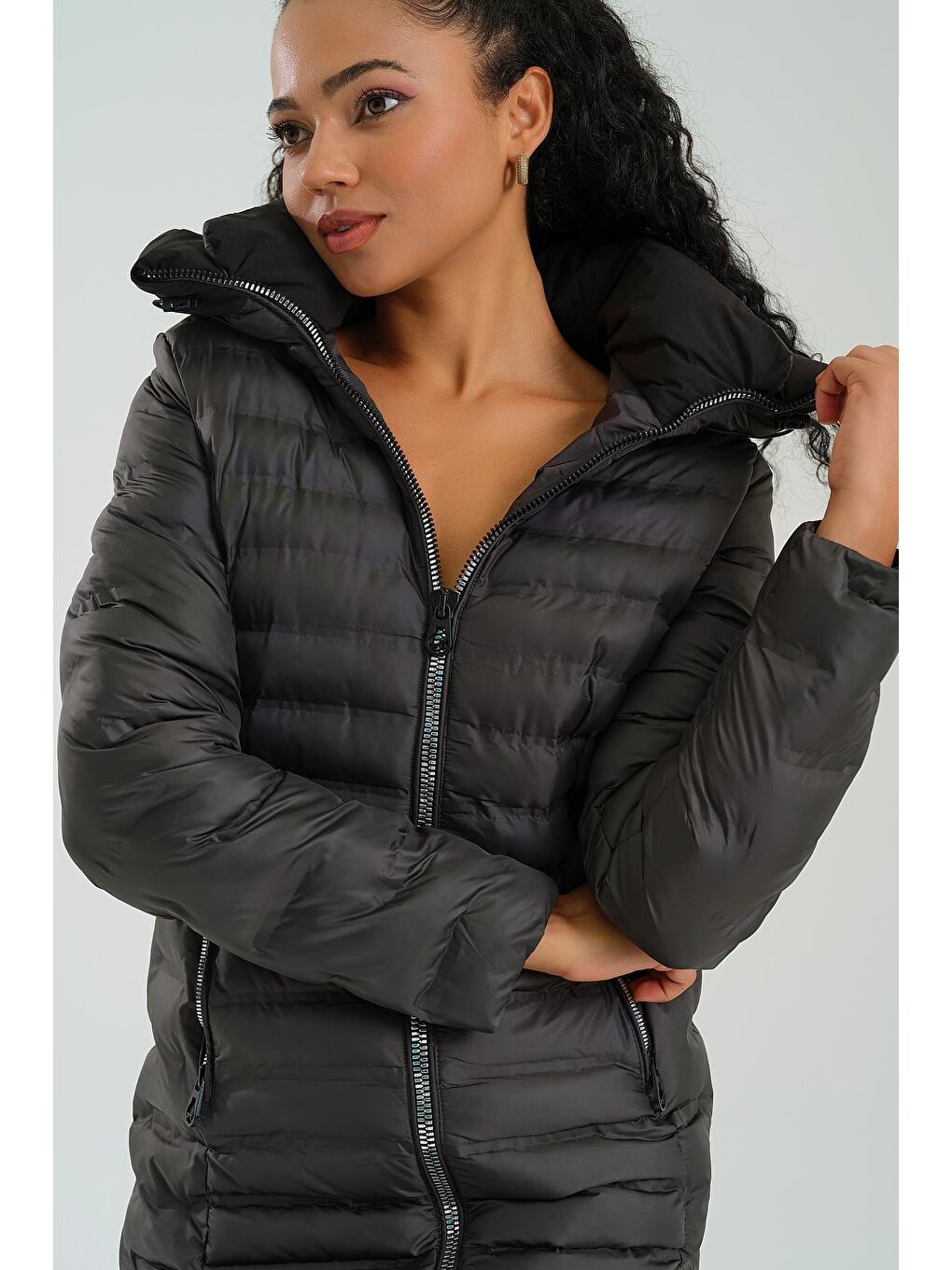 Antrasit Kadın Mont-2