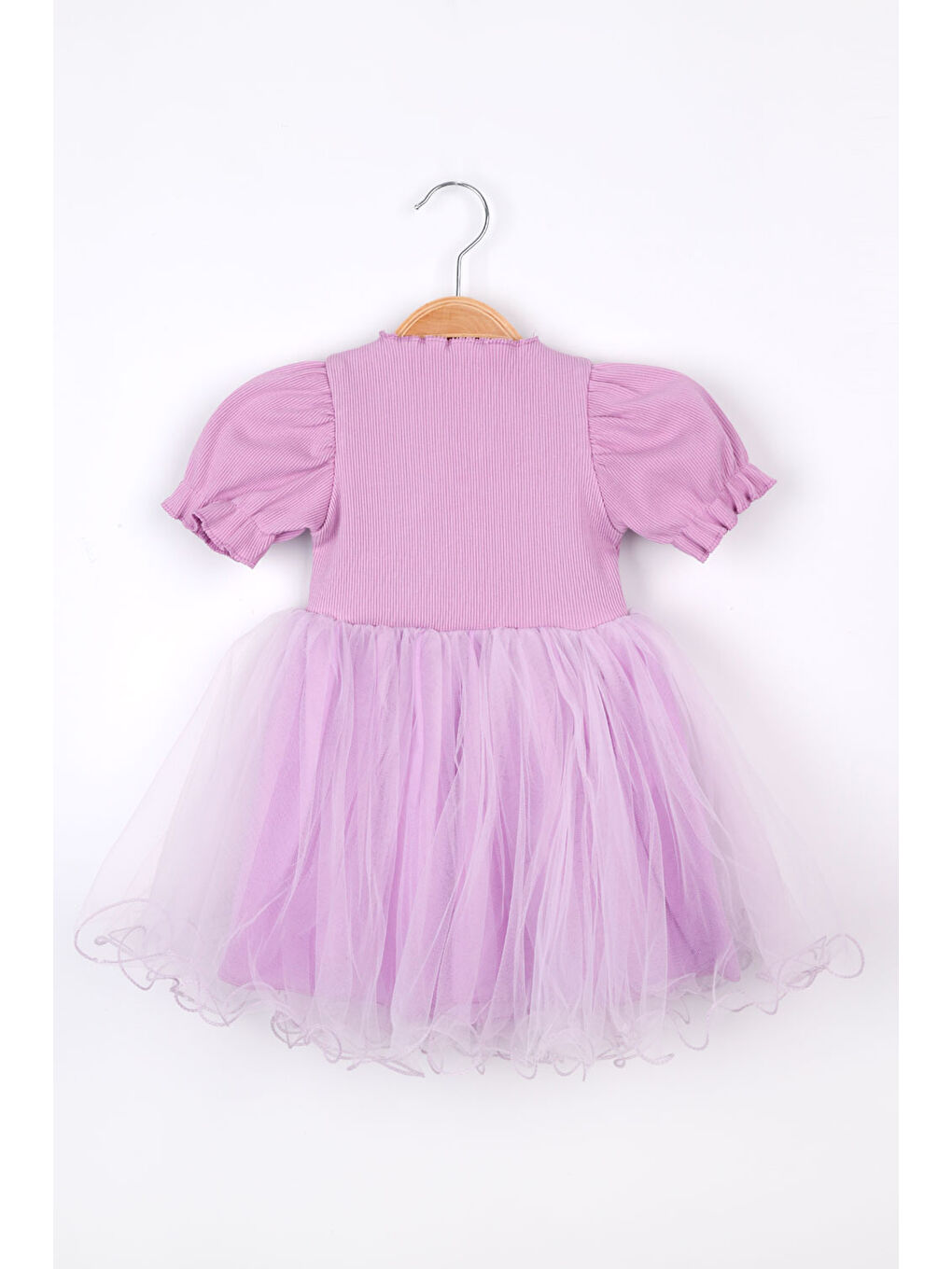 Lila Karpuz Kollu Kelebek Kanatlı Kız Çocuk Elbise - Angel-2