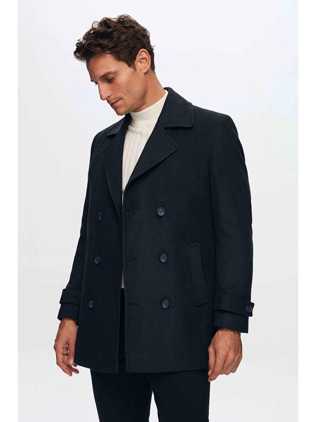 Regular Fit Lacivert Mono Yaka Kruvaze Kaban-1