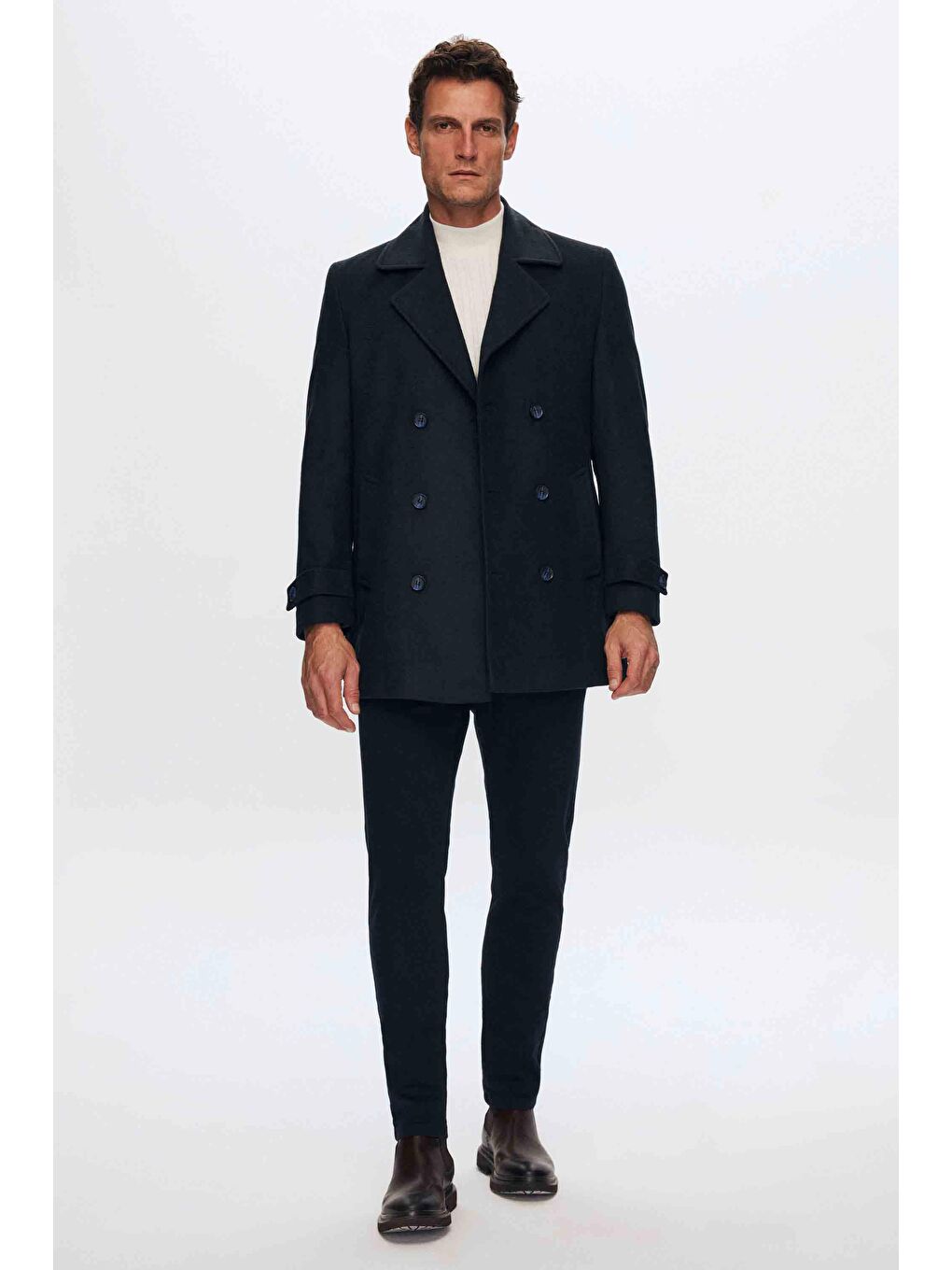 Regular Fit Lacivert Mono Yaka Kruvaze Kaban-5