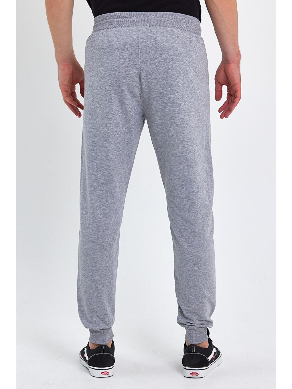 Gri Erkek Cep Fermuarlı Ribana Paça Alt Jogger Eşofman Altı-3