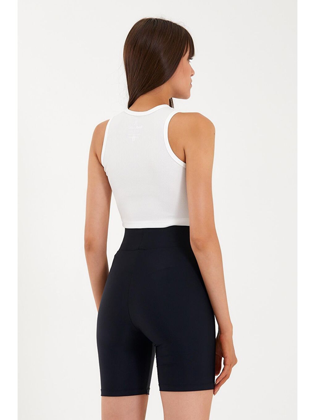 Beyaz Kadın Bisiklet Yaka Crop-4