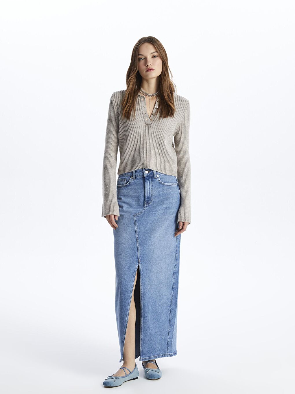 Sidney - Polo Yaka Yumuşak Dokulu Düz Triko - Bej Renk-1