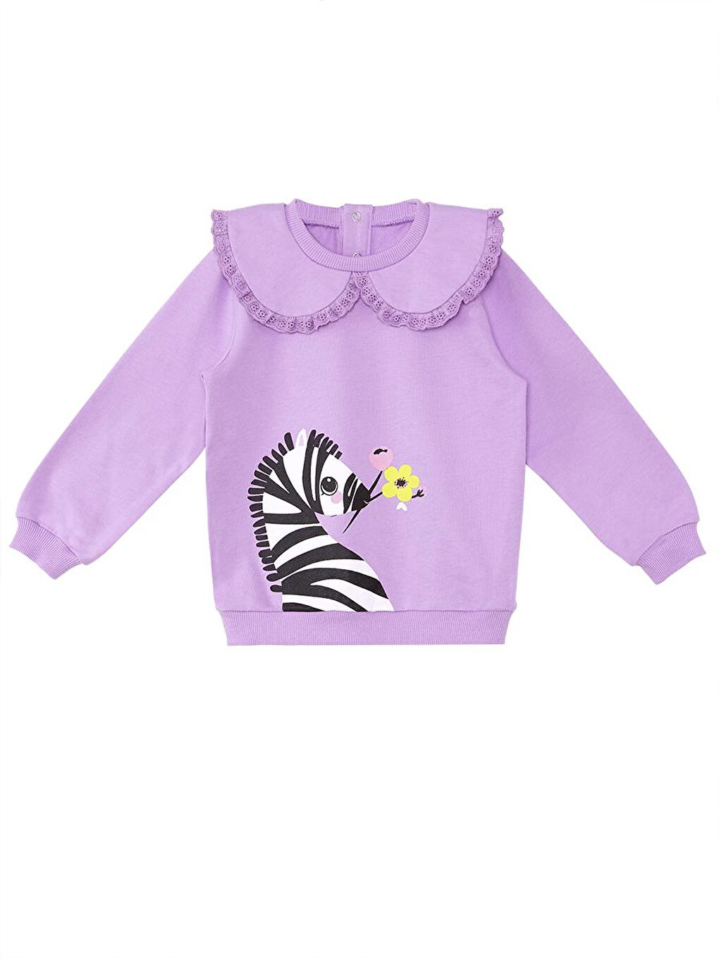 Denokids Lila Zebra Kız Bebek Lila Sweatshirt - 2