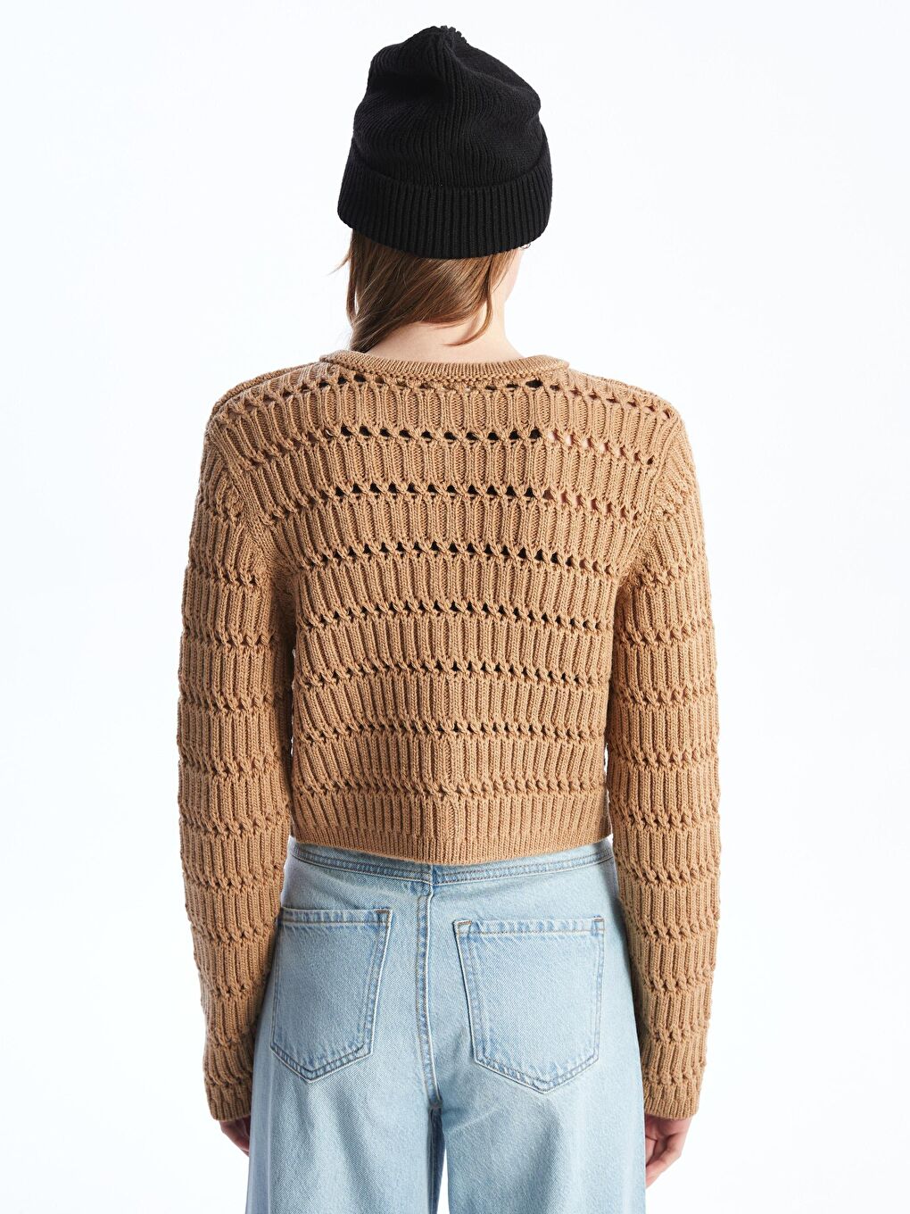 Rimine - Örgü Detaylı Yumuşak Dokulu Regular Fit Düğmeli Triko Hırka - Kahverengi Renk-4