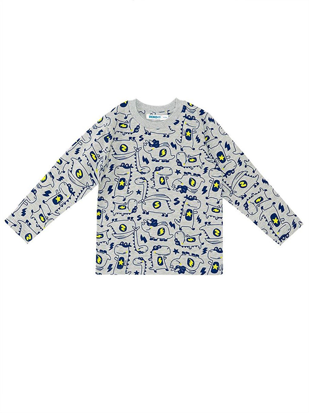 Denokids Gri Süper Dino Erkek Bebek Gri Pijama Takımı - 4