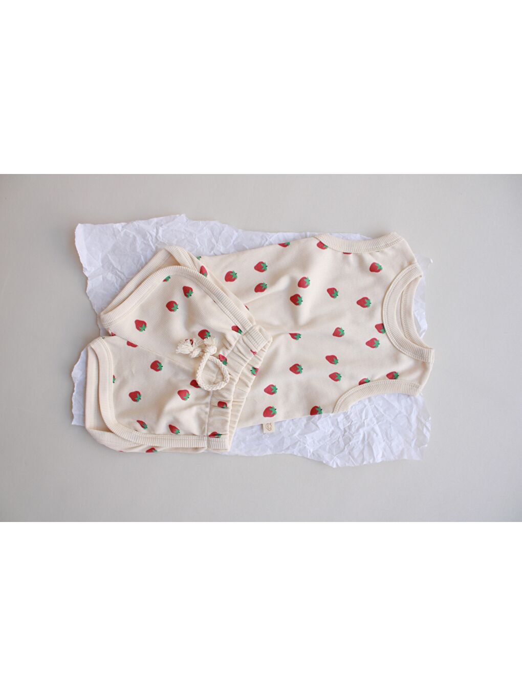 Ekru Çilek Baskı Kaşkorse Atlet Şort Takım-4