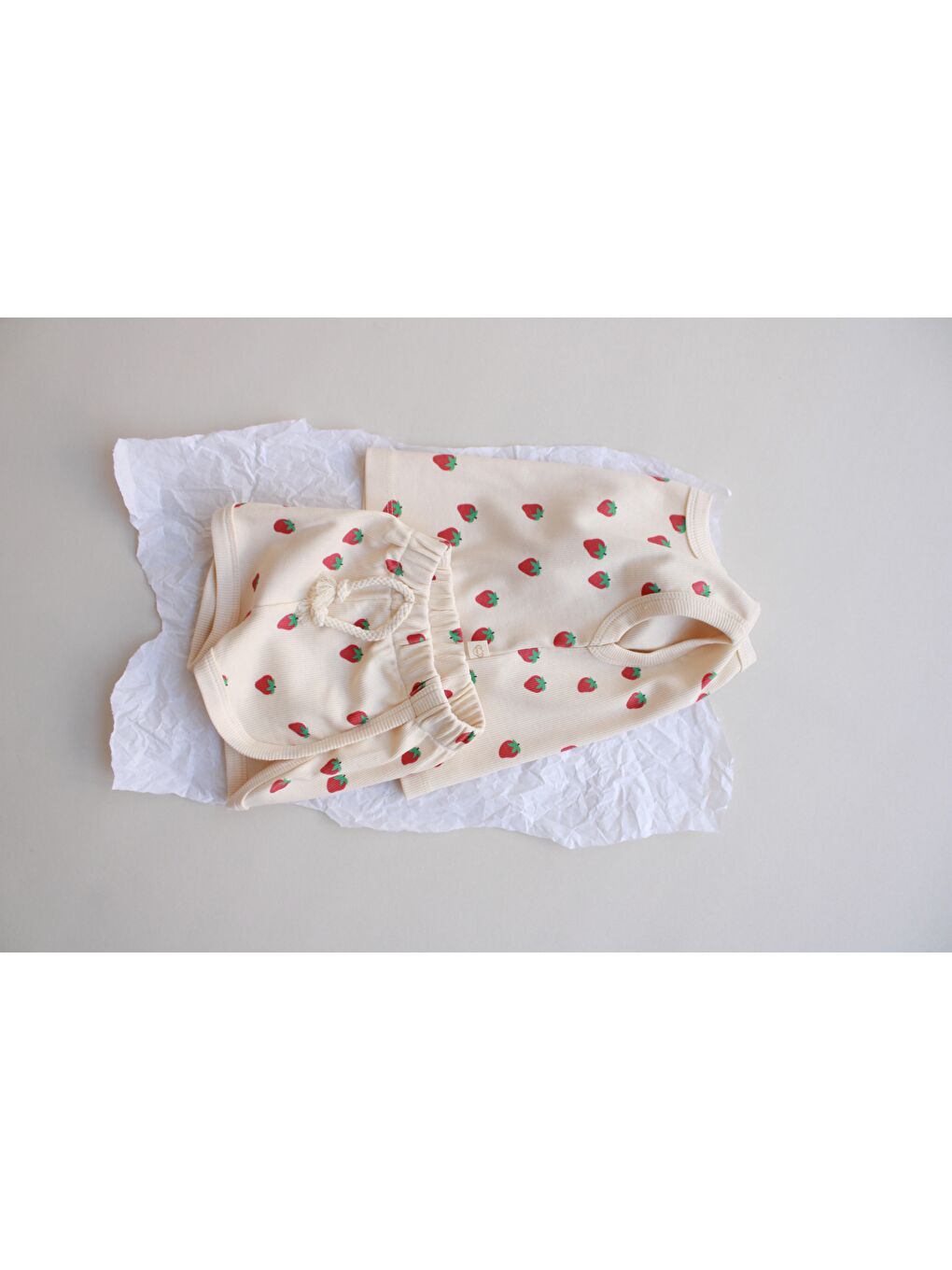 Ekru Çilek Baskı Kaşkorse Atlet Şort Takım-6