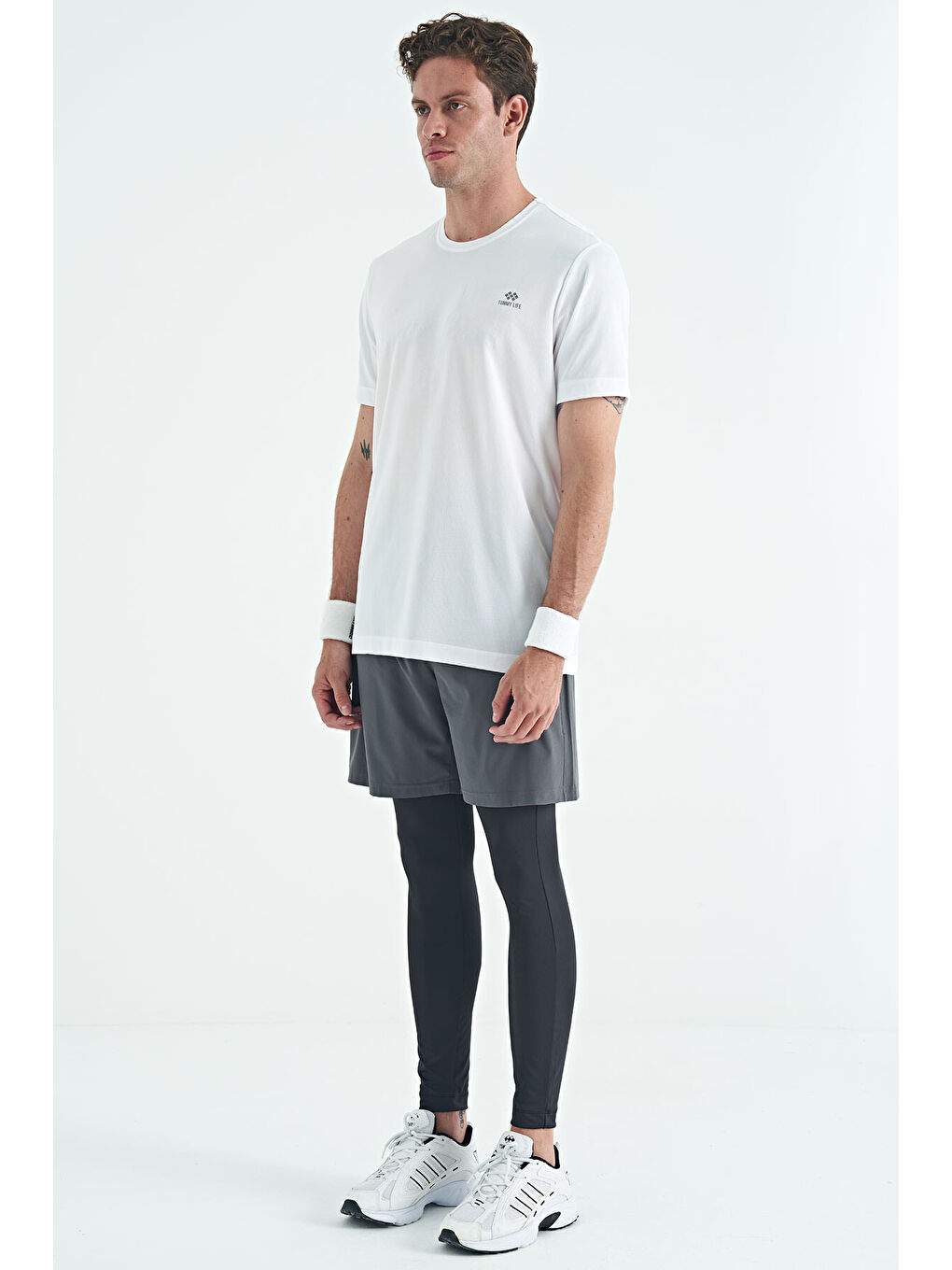 Siyah Arka Bilek Baskı Detaylı Yüksek Bel Slim Fit Aktif Spor Erkek Tayt - 84988-4